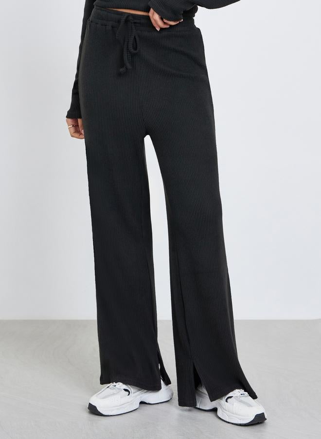 ستايلي بنطال محبوك مضلع بأرجل واسعة - Image 2