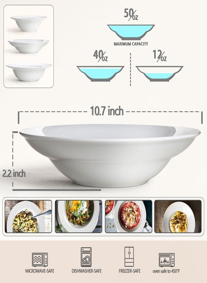 Wareland Large Pasta Bowls, 50 Ounces Big Salad Bowls, 10.7 inch White Soup Bowls, Ceramic Serving Bowl Set of 4, Wide and Shallow Bowls Set, Microwave and Dishwasher Safe - Image 2