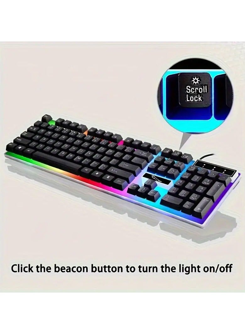 DubaiGallery G21 Keyboard Wired USB Gaming Mouse Flexible Polychromatic LED Lights Computer Mechanical Feel Backlit Keyboard Mouse Set,Black - Image 3