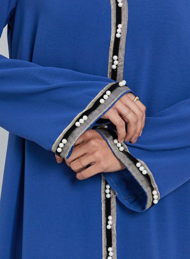 Amirah Blue Lace Detail A-Line Jalabiya - Image 4