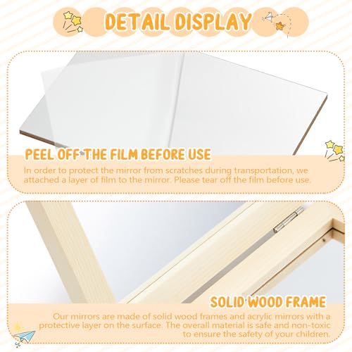 Threehoney Montessori Mirror Reggio Emilia Classroom Materials Early Education Foldable Safe Acrylic Unbreakable Mirror 3 Panels for Christmas Play Gift Kindergarten Daycare Home Preschool Classroom - Image 3