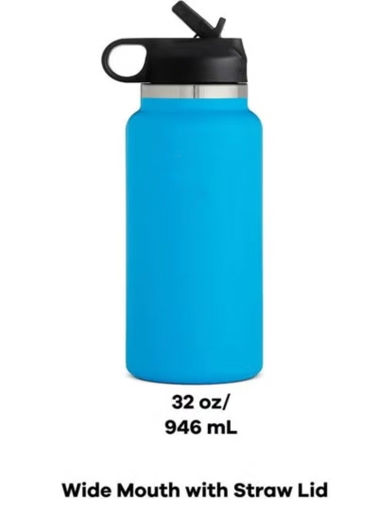 Captaintech Mouth Straw Lid - Stainless Steel Reusable Water Bottle 32oz - Vacuum Insulated, Dishwasher Safe, BPA-Free, Non-Toxic - Image 3