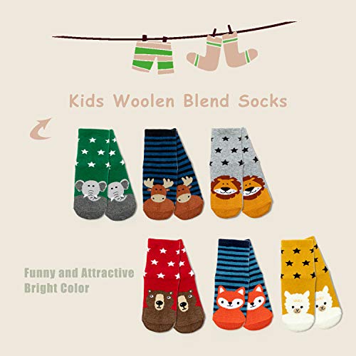 HowJoJo Toddler Boys Wool Socks Kids Winter Warm Socks Thermal Crew Socks 6 Pack 3t-4t/4t-5t - Image 2