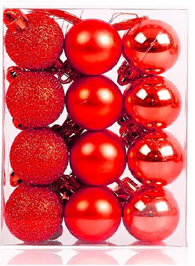 WildWave 24pcs (50mm/1.18") Christmas Ball Ornaments Shatterproof Christmas Decorations Tree Balls Small for Party Holiday Wedding Decoration(50mm Red) - Image 1
