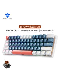 61 Keys Wired Gaming Keyboard Mini Mechanical Keyboard Hot-Swappable With Brown Switch RGB Backlit