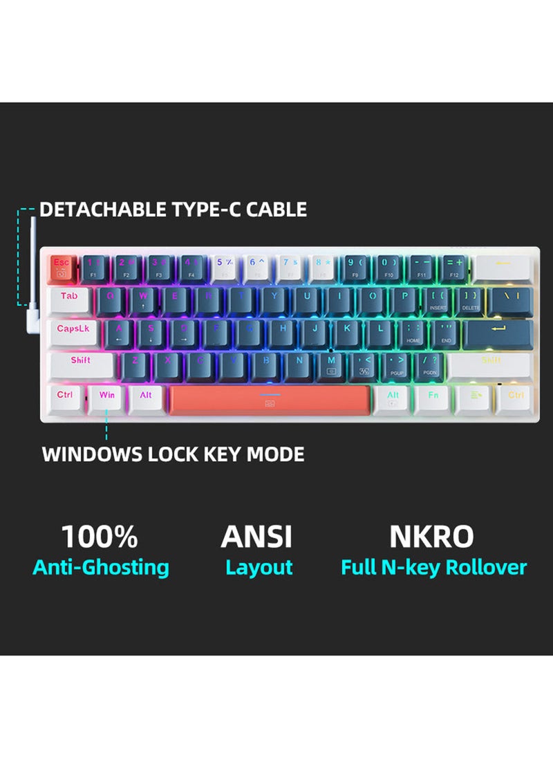 MACHENIKE - 61 Keys Wired Gaming Keyboard Mini Mechanical Keyboard Hot-Swappable With Brown Switch RGB Backlit - Image 1