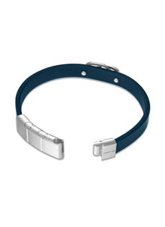 CERRUTI 1881 Bruno Stainless Steel Navy Leather Bracelet for Men  - Image 3
