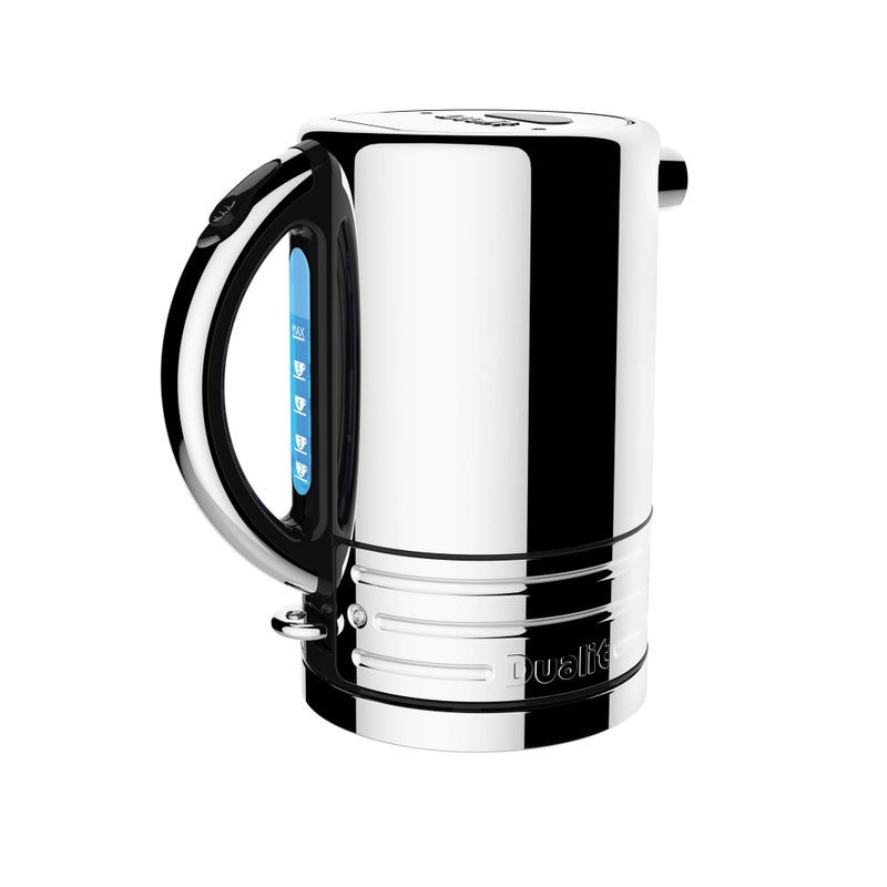 Dualit Design Series Kettle - 50.7 fl.oz - Stainless Steel Kettle with Black Trim - Rapid Boil and Patented Pure Pour Non-Drip Spout - Measuring Window with Cup Level Indicators - Image 1