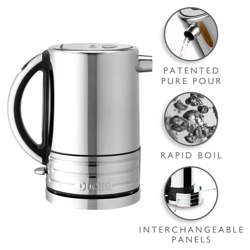 Dualit Design Series Kettle - 50.7 fl.oz - Stainless Steel Kettle with Black Trim - Rapid Boil and Patented Pure Pour Non-Drip Spout - Measuring Window with Cup Level Indicators - Image 3