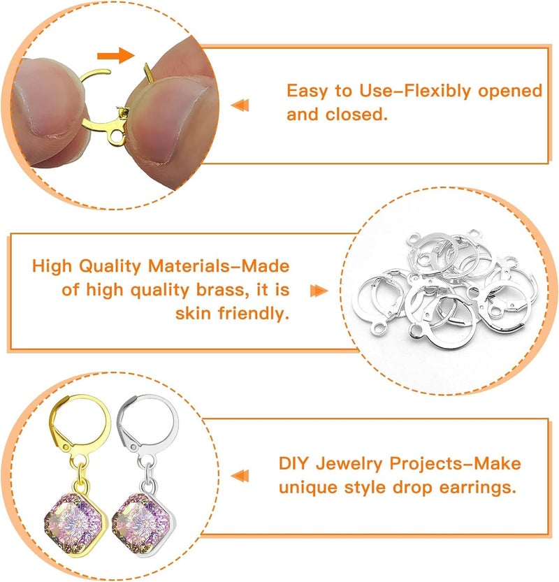 Dhruv Crafts French Earring Hooks Set Lever Back Ear Wire Hypoallergenic Ear Wire Findings for Jewelry Making 250 Pieces Multicolor - Image 5