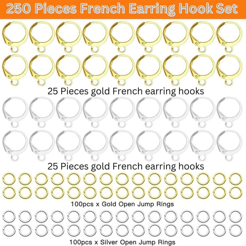 Dhruv Crafts French Earring Hooks Set Lever Back Ear Wire Hypoallergenic Ear Wire Findings for Jewelry Making 250 Pieces Multicolor - Image 2
