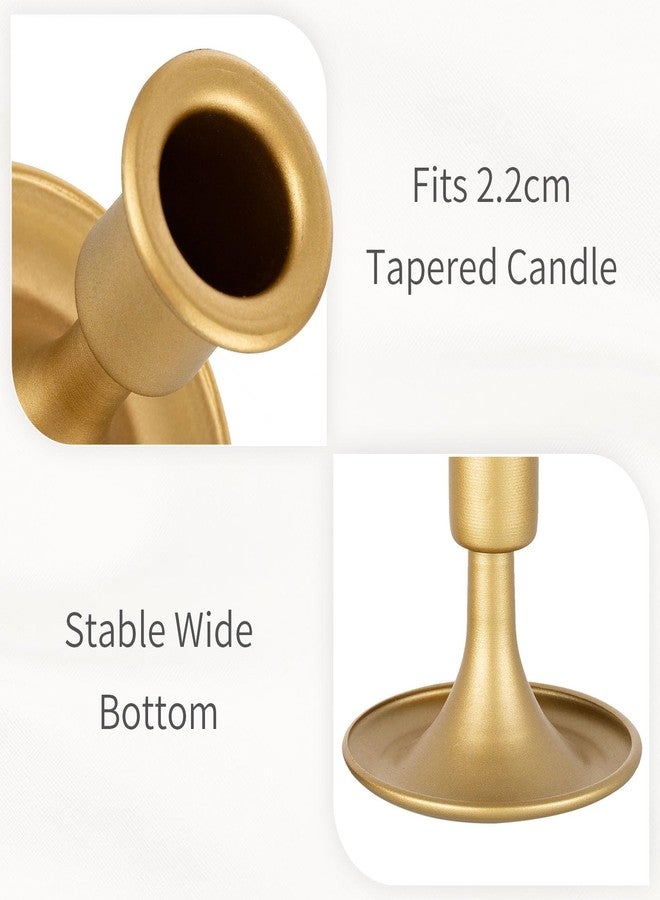 Inweder Gold Candle Holders Brass Candlestick Holders: 2Pcs Taper Candle Holders, Candle Holders for Candlesticks, Gold Candle Holders for Table Centerpiece, Wedding, Party, Chrismas, Mantel, Home Decor - Image 5