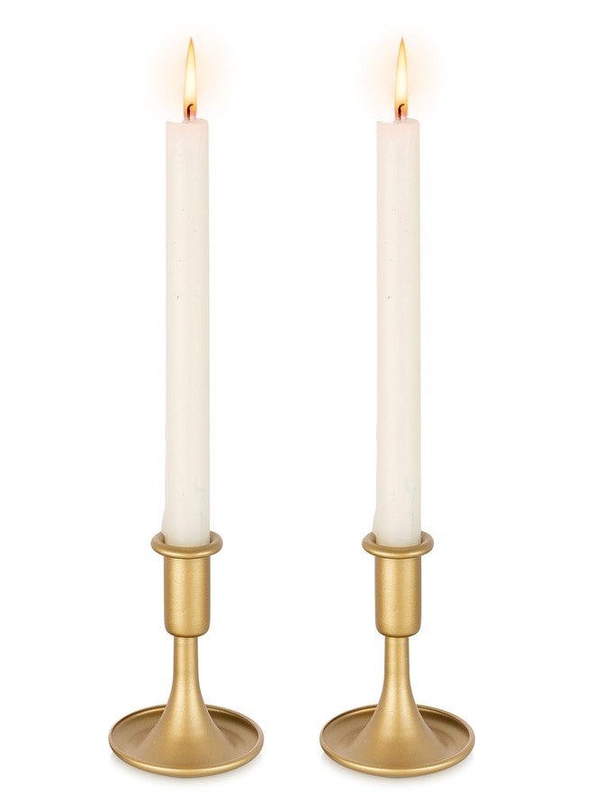 Inweder Gold Candle Holders Brass Candlestick Holders: 2Pcs Taper Candle Holders, Candle Holders for Candlesticks, Gold Candle Holders for Table Centerpiece, Wedding, Party, Chrismas, Mantel, Home Decor - Image 1