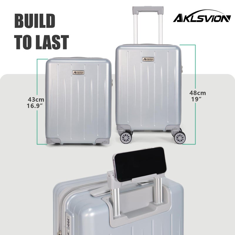 Aklsvion حقائب سفر أكلسفيون بحجم 18 بوصة: مزودة بعجلات متحركة، معتمدة من TSA، تحت المقعد، هيكل صلب، حقيبة خفيفة الوزن مع ملحقات أساسية (فضي لؤلؤي) - Image 4