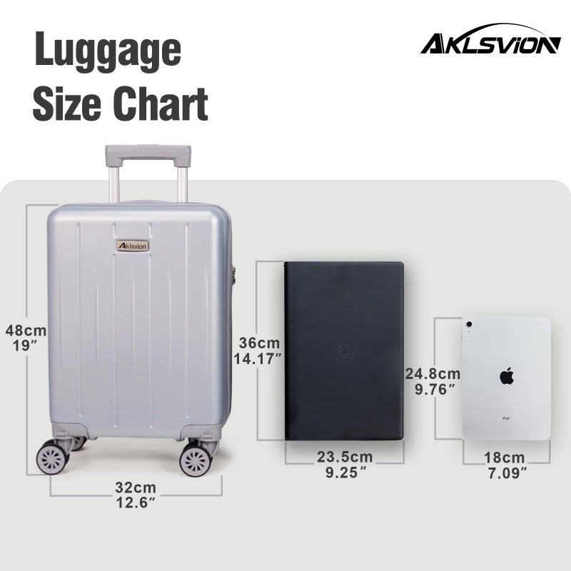 Aklsvion حقائب سفر أكلسفيون بحجم 18 بوصة: مزودة بعجلات متحركة، معتمدة من TSA، تحت المقعد، هيكل صلب، حقيبة خفيفة الوزن مع ملحقات أساسية (فضي لؤلؤي) - Image 3