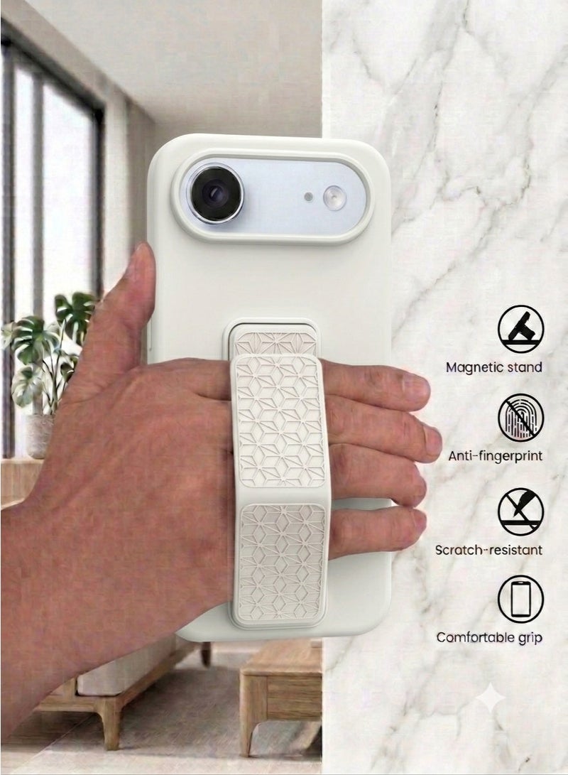 جراب سيليكون لهاتف iPhone 17 Air مزود بحزام تثبيت وحامل (مسند)؛ غطاء ناعم يدعم الوضعين الرأسي والأفقي، مع حماية كاملة للكاميرا، مخصص لهاتف iPhone 17 Air (مقاس 6.5 بوصة). - Image 3