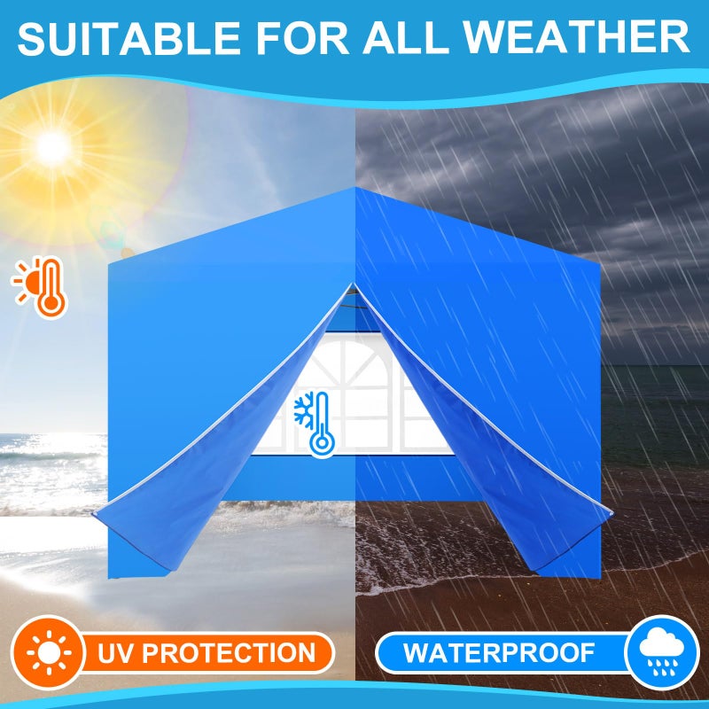 Vincreem 4 Pcs Canopy Sidewalls for 10x10 Canopy Frame Including 3 Pcs Sidewall with Window and 1 PC Canopy Door with Central Zipper for Easy Entry and Exit, 420d Oxford Pop up Canopy Tent, Blue - Image 4