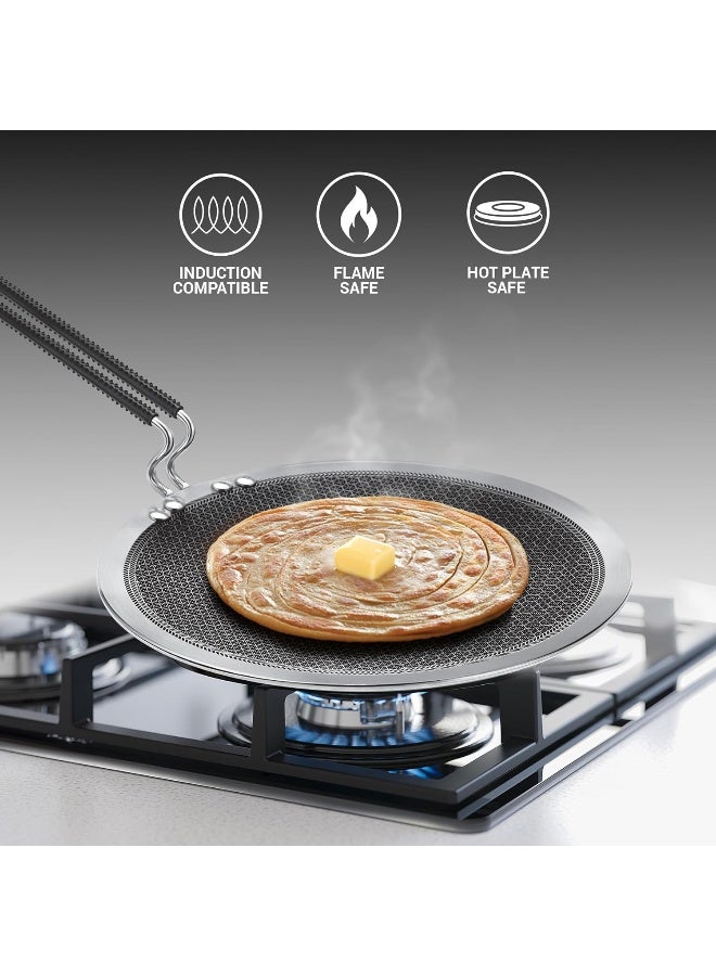 Milton Pro Cook Triply Hexa Tech Induction Stainless Steel Concave Tawa, 26 Cm, Silver, Honeycomb Non-Stick Structure,Sturdyhandle,Food Grade,Flame & Hot Plate Safe,Metal Spoon Friendly - Image 2