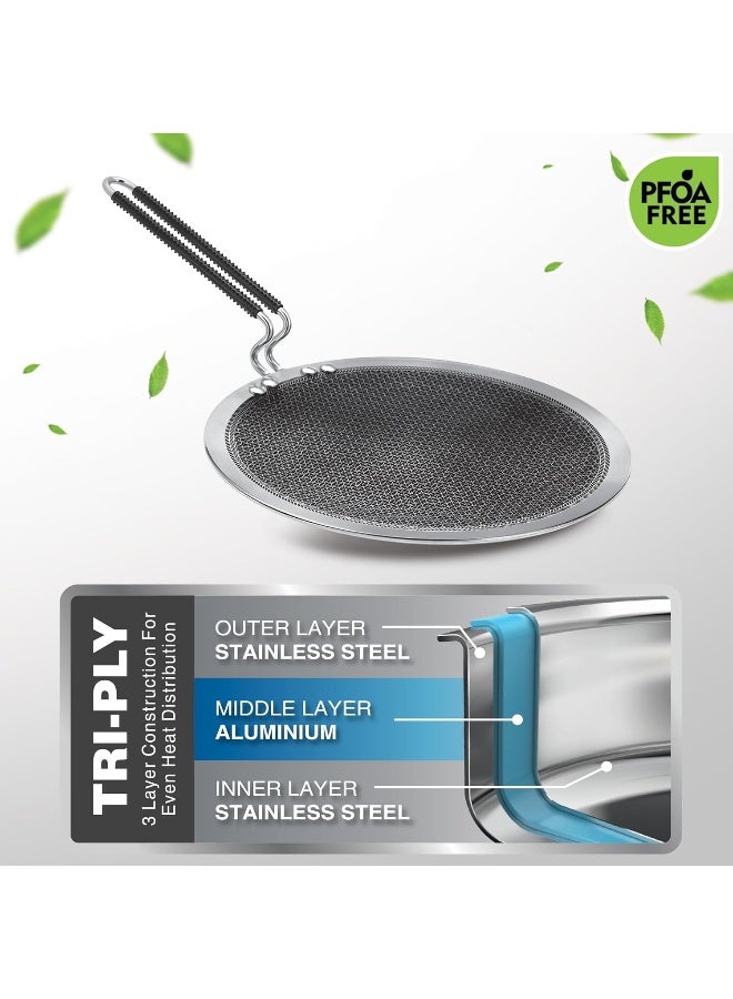 Milton Pro Cook Triply Hexa Tech Induction Stainless Steel Concave Tawa, 26 Cm, Silver, Honeycomb Non-Stick Structure,Sturdyhandle,Food Grade,Flame & Hot Plate Safe,Metal Spoon Friendly - Image 5