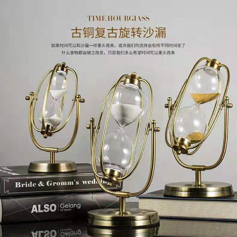 Jindian Ornaments High-End Timer Hourglass Creative Quicksand Gift Glass Sandglass Retro Metal Hourglass - Image 3