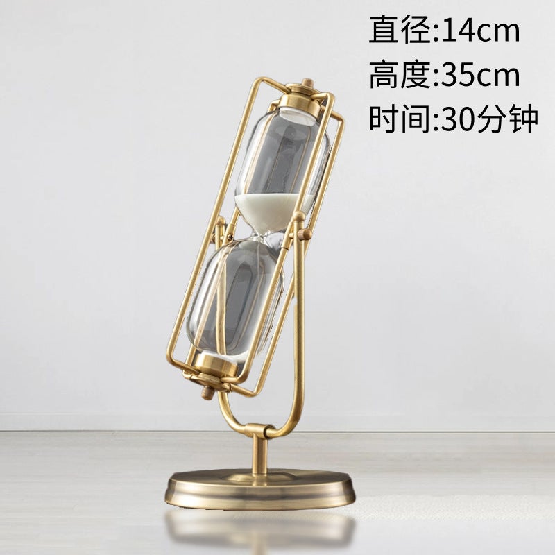 Jindian Ornaments High-End Timer Hourglass Creative Quicksand Gift Glass Sandglass Retro Metal Hourglass - Image 1