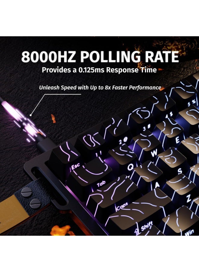 هجوم القرش لوحة مفاتيح هجوم القرش X68 HE ميكانيكية للألعاب سريع التفاعل سلكية مع تشغيل قابل للتعديل مفتاح مغناطيسي بتأثير هول، معدل استطلاع 8 كيلو هرتز، إضاءة خلفية RGB، تثبيت علوي، غطاء مفتاح مطبوع جانبي (محيط أسود) - Image 5