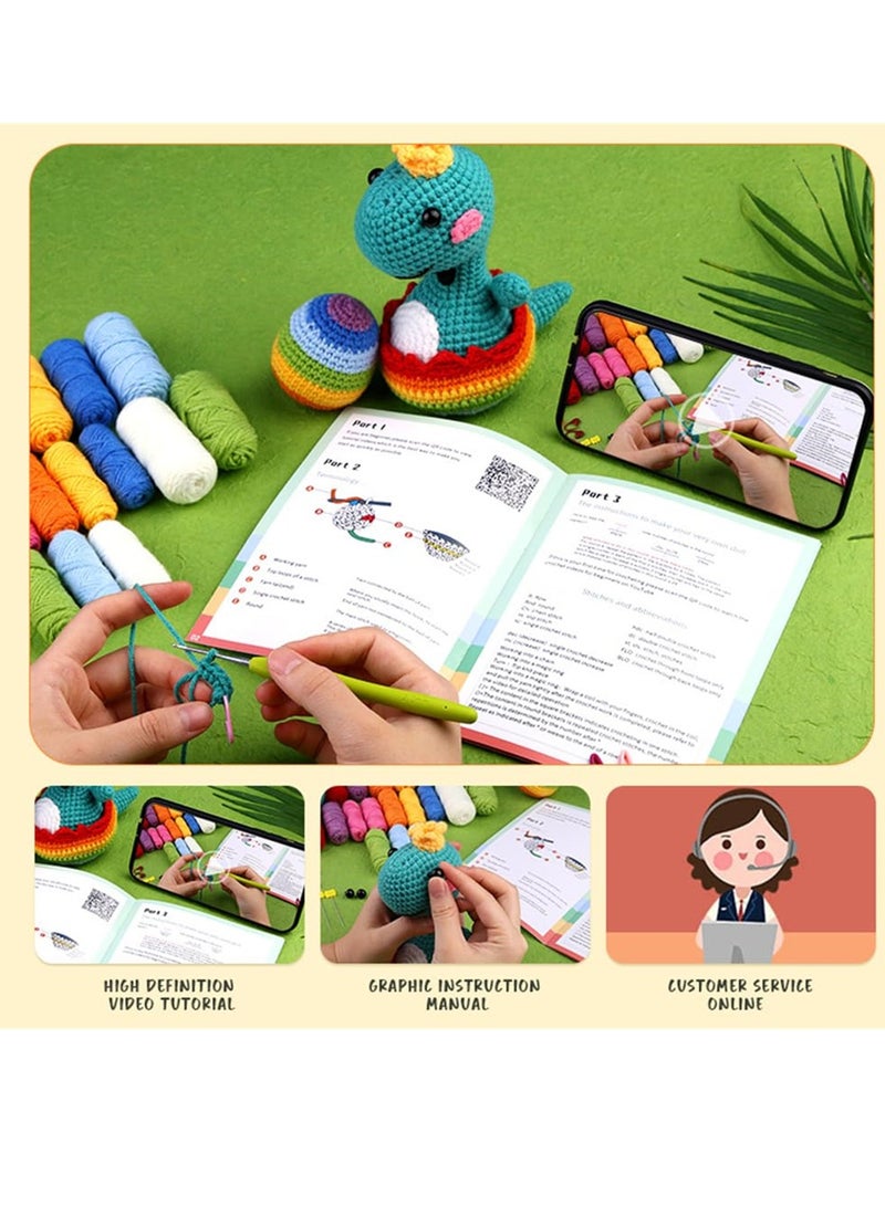 Dinosaur Crochet Kit for Beginners, Includes Yarn, Step-by-Step Instructions Video, and Crochet Tools,. Perfect Crochet Kit for Adults - Image 3