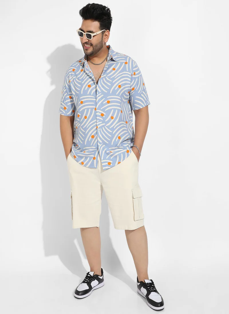 Instafab Plus Instafab Plus Men's Abstract Print Button Up Shirt