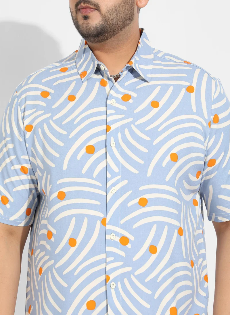 Instafab Plus Instafab Plus Men's Abstract Print Button Up Shirt