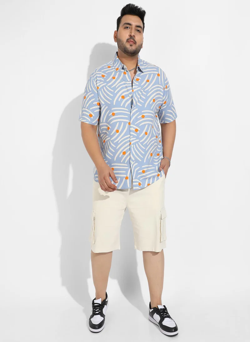 Instafab Plus Instafab Plus Men's Abstract Print Button Up Shirt