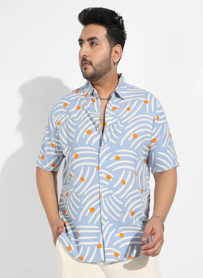 Instafab Plus Instafab Plus Men's Abstract Print Button Up Shirt