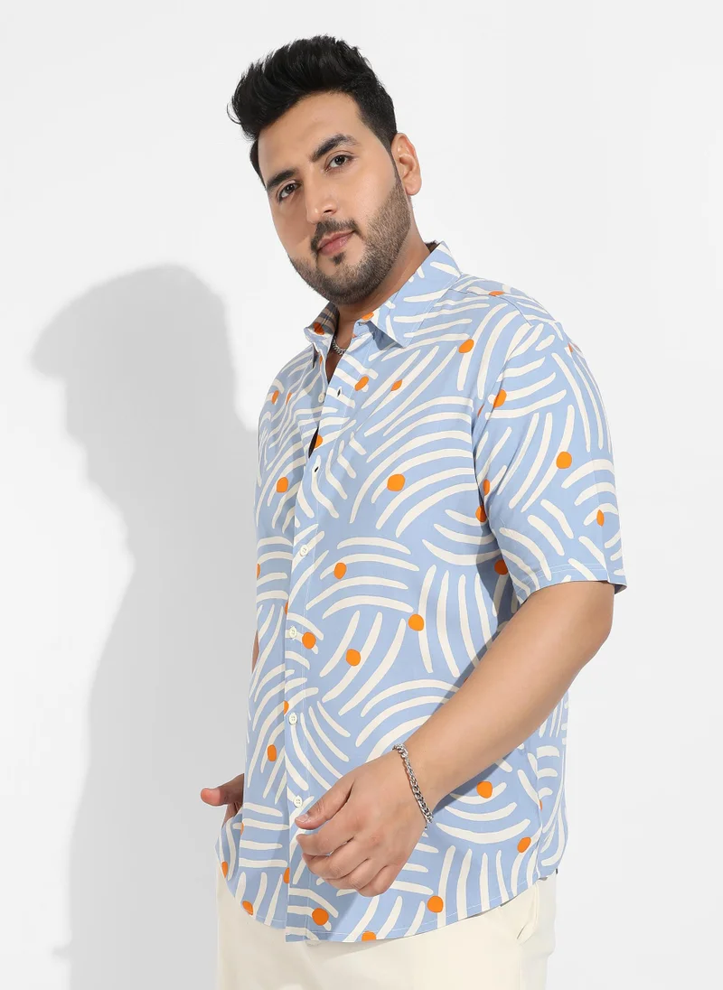 Instafab Plus Instafab Plus Men's Abstract Print Button Up Shirt