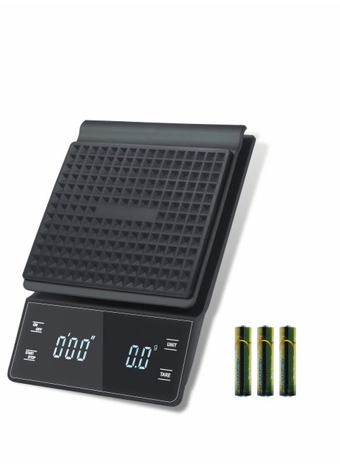 Digital Coffee Scale with Timer, 3 kg/0.1 g High Precision Kitchen Food Scale Drip Espresso Scale with Back-Lit LED Display (Batteries Included)
