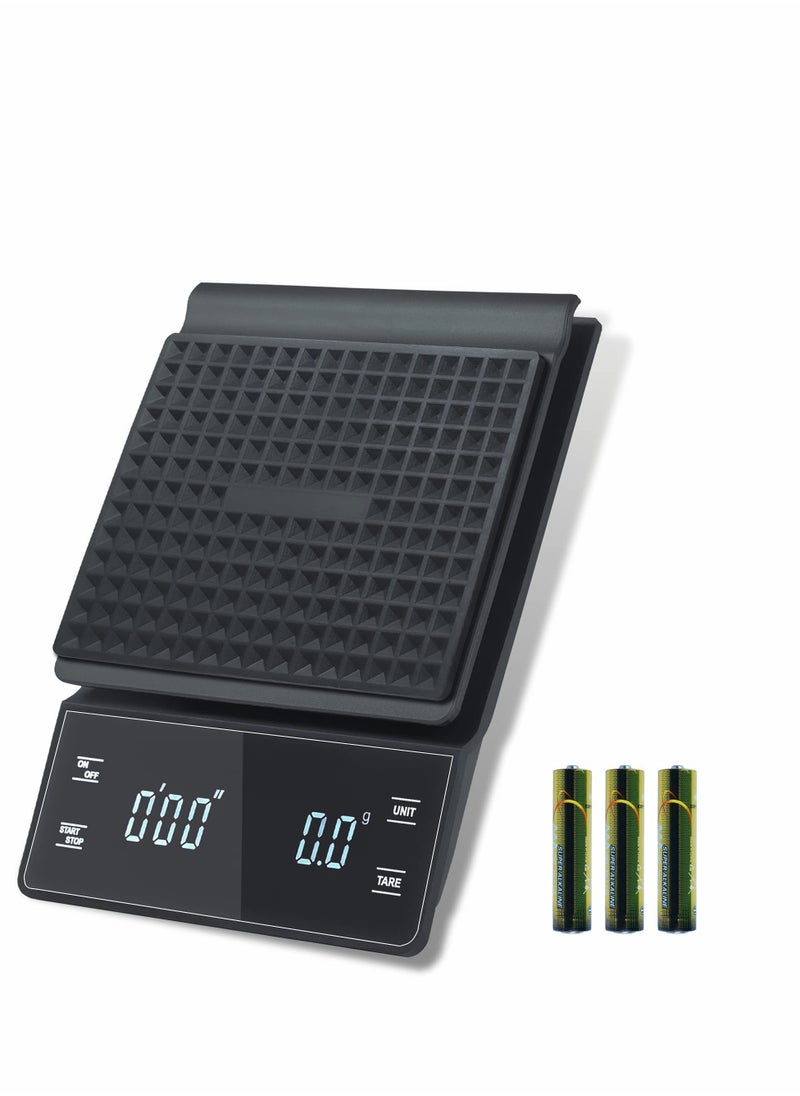 Digital Coffee Scale with Timer, 3 kg/0.1 g High Precision Kitchen Food Scale Drip Espresso Scale with Back-Lit LED Display (Batteries Included)