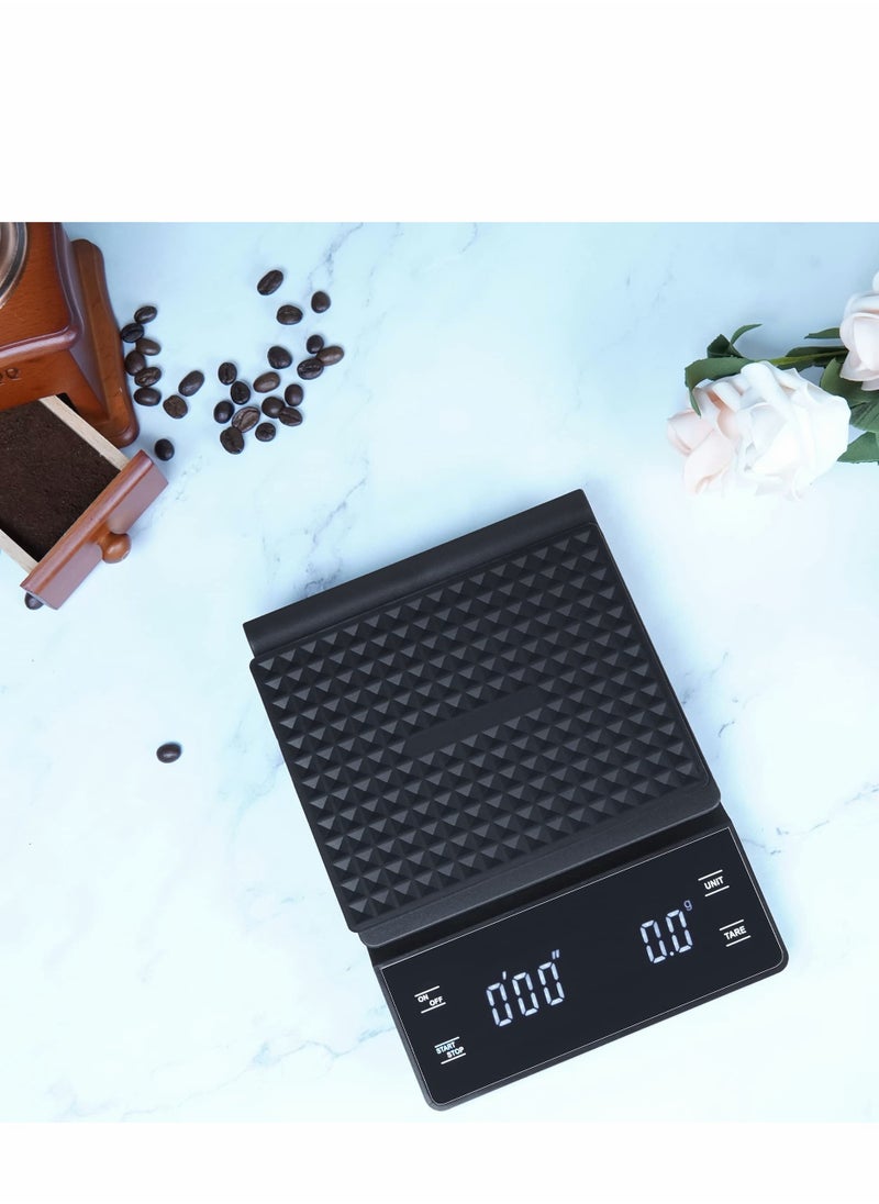 Digital Coffee Scale with Timer, 3 kg/0.1 g High Precision Kitchen Food Scale Drip Espresso Scale with Back-Lit LED Display (Batteries Included)