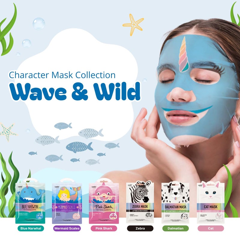 Epielle Character Face Mask Wave & Wild 12 Pack, Fun & Effective Korean Skin Care, Spa Party Favors, Easter Basket Stuffers, Birthday Gifts for Women, Self Care Gifts - Image 2