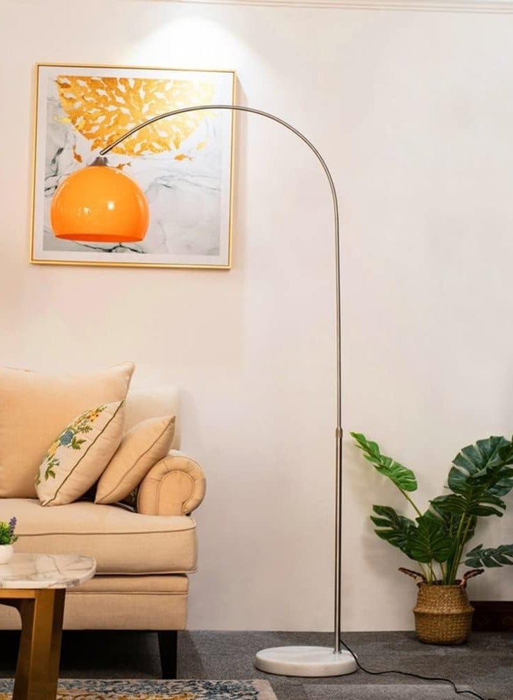Nordic Simple Floor Lamp with Orange Acrylic Shade, Arc Reading Lamp for Living Room, Study Room&Bedroom Beside,Creative Orange Standing Lamps for Ambient Lighting(Orange)  - Image 1