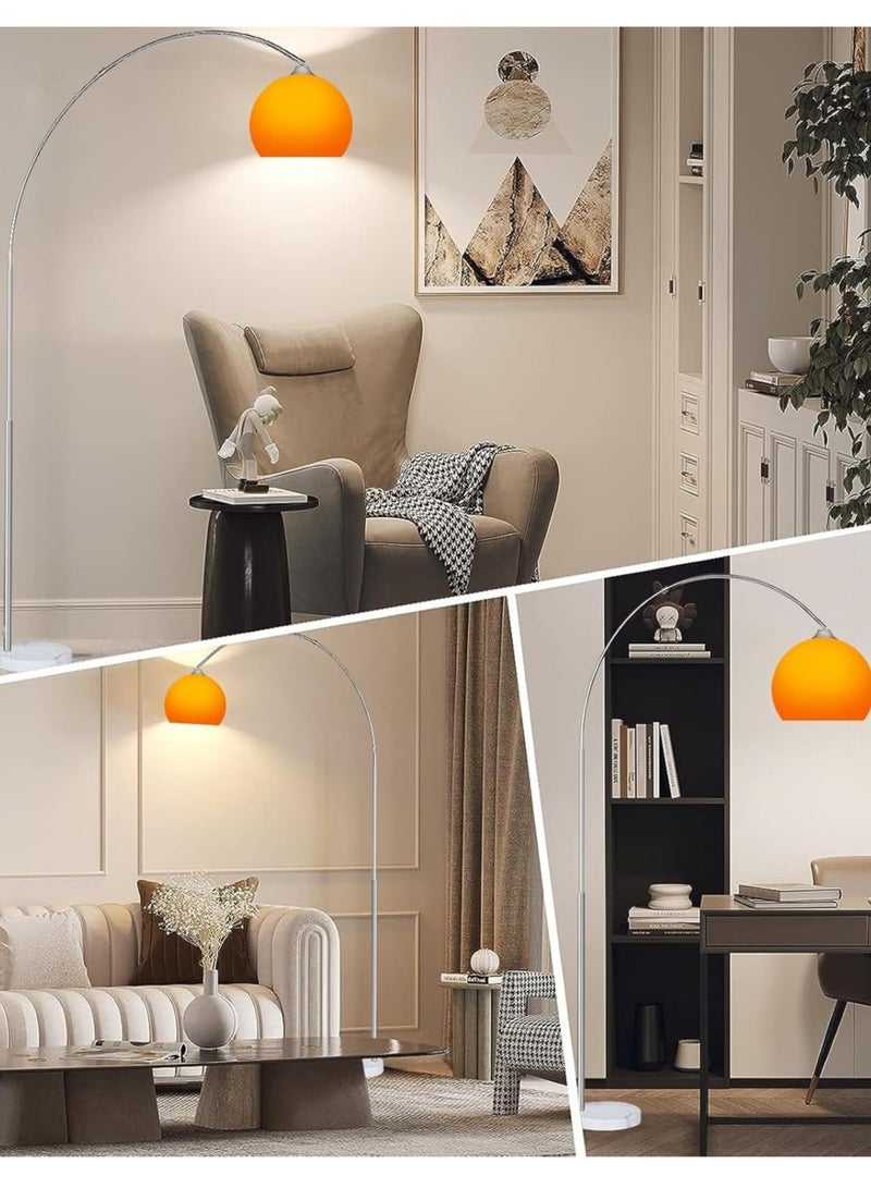 Nordic Simple Floor Lamp with Orange Acrylic Shade, Arc Reading Lamp for Living Room, Study Room&Bedroom Beside,Creative Orange Standing Lamps for Ambient Lighting(Orange)  - Image 4