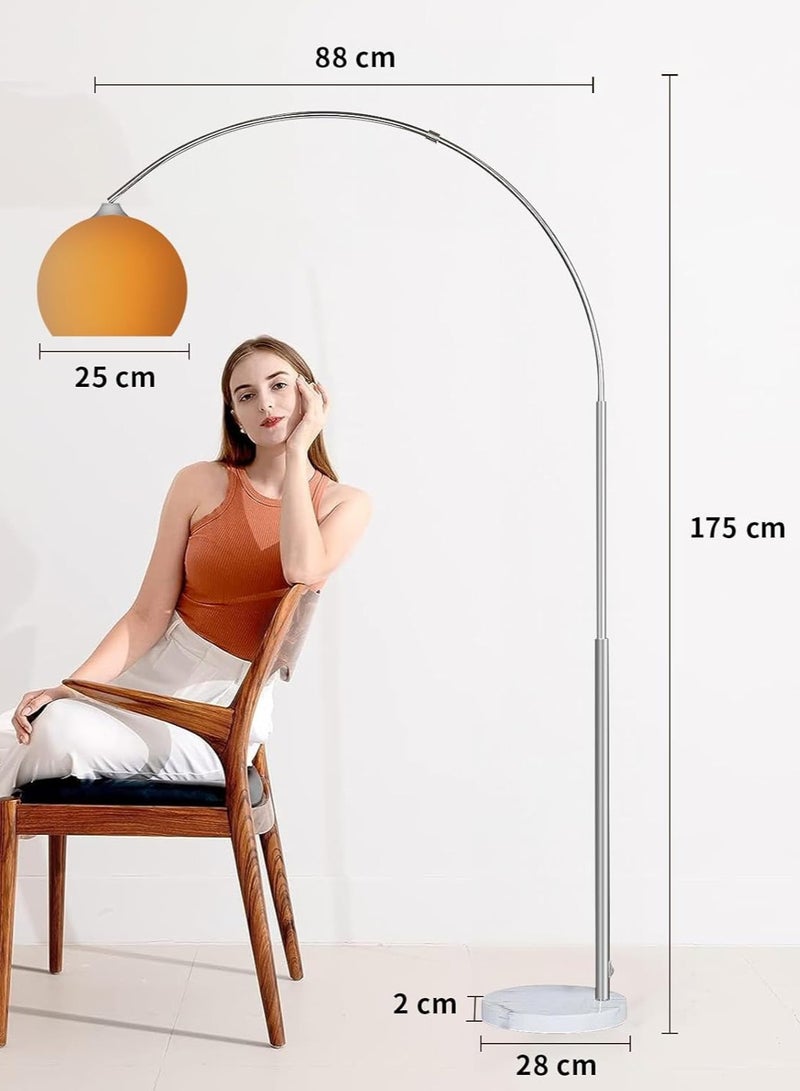 Nordic Simple Floor Lamp with Orange Acrylic Shade, Arc Reading Lamp for Living Room, Study Room&Bedroom Beside,Creative Orange Standing Lamps for Ambient Lighting(Orange)  - Image 5
