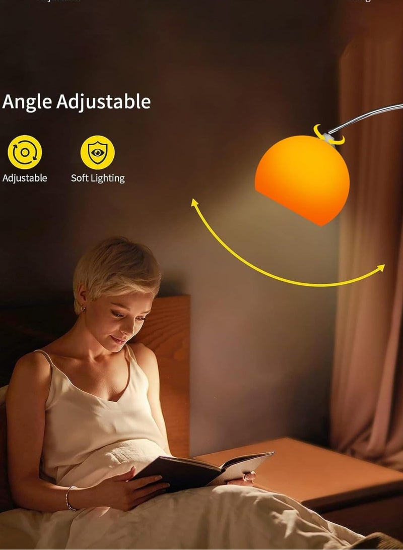 Nordic Simple Floor Lamp with Orange Acrylic Shade, Arc Reading Lamp for Living Room, Study Room&Bedroom Beside,Creative Orange Standing Lamps for Ambient Lighting(Orange)  - Image 2