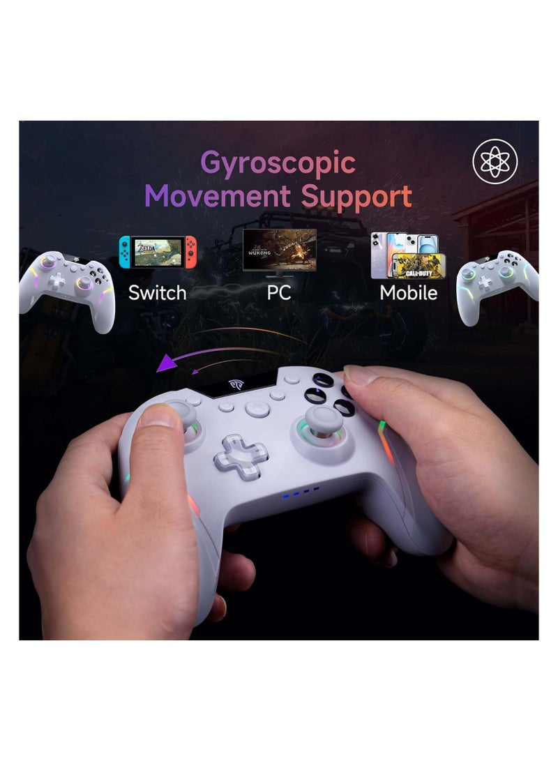 X20 Wireless Gaming Controller with RGB Backlit, 2-Stage Hall Effect Stick, 1000Hz Polling Rate, 6-Axis Gyro on Multi-Platform, Mech Buttons- Compatible with PC/Switch/Steam/Android