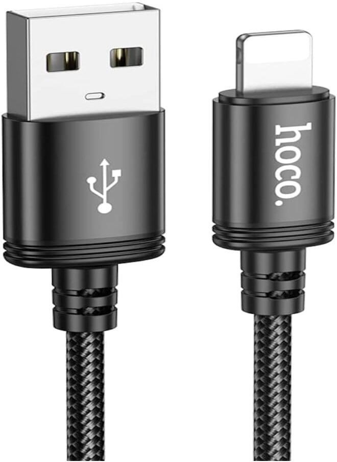 Hoco Hoco X91 - Radiance Charging And Data Transmittion Cable (2.4A - 3M), USB-A To Lightning Plug, Compatible With Apple iPhone iPad Airpods - Black 