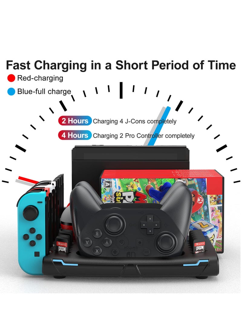 KASTWAVE Switch Accessories Organizer Station, Controller & J-Cons Charger, Switch Storage for Games, TV Dock, Pro Controller, Wrist Strap, Compatible with NS & OLED - Image 3