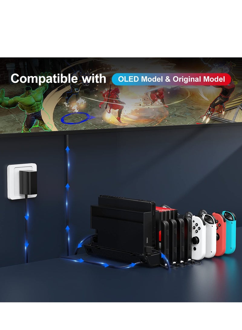 KASTWAVE Switch Accessories Organizer Station, Controller & J-Cons Charger, Switch Storage for Games, TV Dock, Pro Controller, Wrist Strap, Compatible with NS & OLED - Image 4