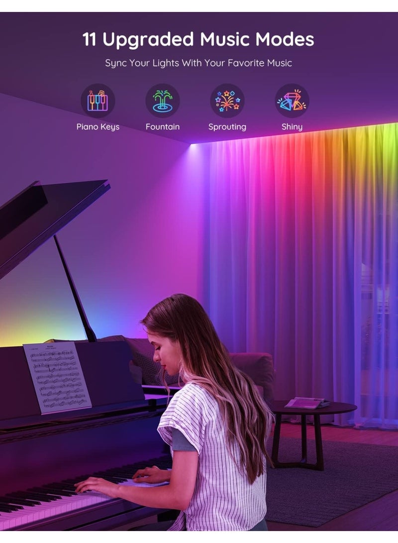 Govee RGBIC LED Strip Lights, 32.8ft Smart LED Lights for Bedroom, Bluetooth LED lights APP Control, DIY Multiple Colors on One Line, Color Changing LED Strip Lighting Music Sync, Valentines Day Decor | DIY Segmented Color, 64 Preset Scenes, 11 music modes, LED Lights for Bedroom, Kitchen, Cabinet, Living Room - Image 3