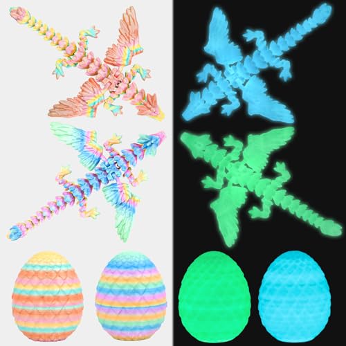 Olee Odee 4PCS Dragon Eggs with Mini Dragon Inside 3D Printed Mystery Gifts Toys Set for Kids Boys Girls Easter Christmas Birthday Graduation Back to School Stocking StufferGlow Multicolor - Image 1