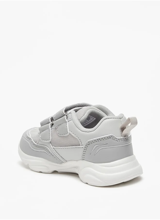 ل ب ل Mesh Textured Sneakers with Hook and Loop Closure