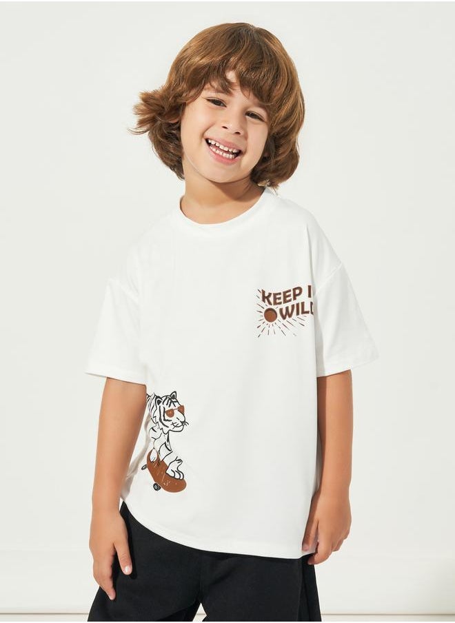 Styli - Graphic Print Short Sleeves Oversized T-Shirt - Image 1