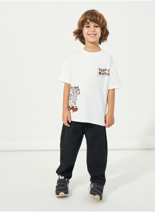 Styli - Graphic Print Short Sleeves Oversized T-Shirt - Image 1