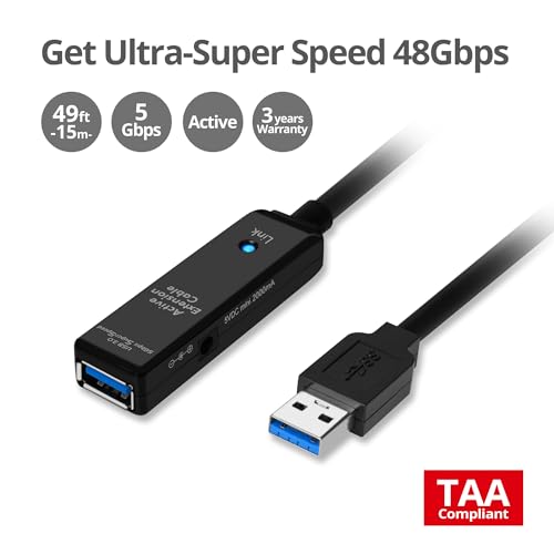 SIIG USB 3.0 Active Repeater Cable 15-Meters, USB Extension Cable for USB Flash Drive, Hard Drive, VR, Printer, Camera (JU-CB0711-S1) - Image 2